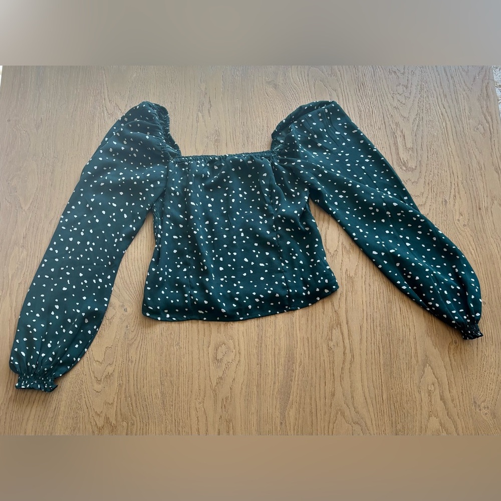 Elegant Green Polka Dot Women's Top